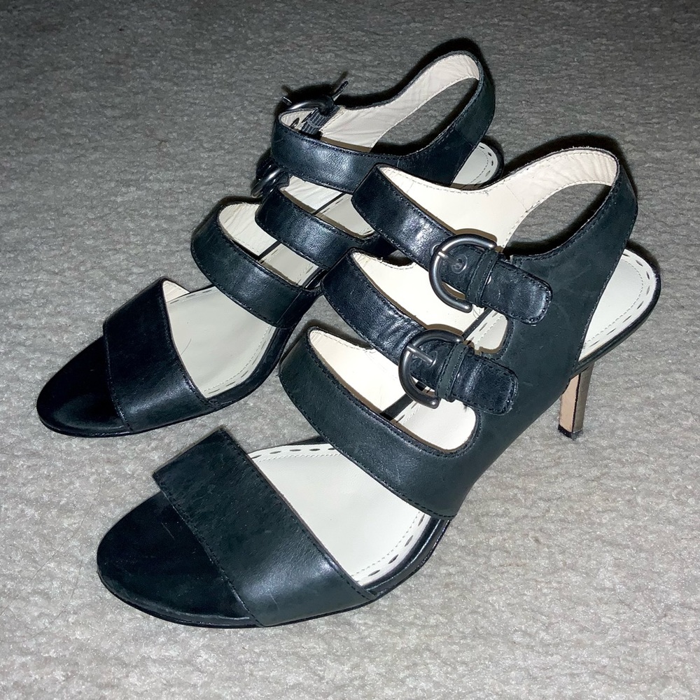 Coach Black Leather Strappy Sandals Size 10